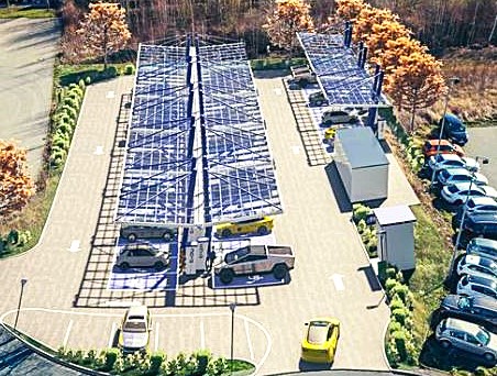EnBW Ladepark mit Solardach, also Nutzung Erneuerbarer Energien
