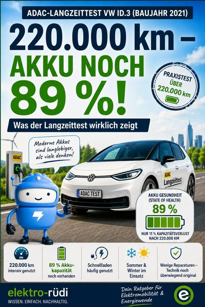 VW ID.3 nach 220.000 km ADAC-Langzeittest mit 89% Akkukapazität